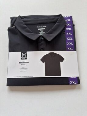 NWT Member's Mark Men's Favorite Soft Black Short-Sleeve Polo Size 2XL (KB4)